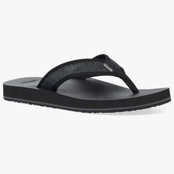NWT Sanuk Ziggy Mesh Sandals Flip Flops Men’s Size 11 Lightweight Casual Black - Picture 1 of 14